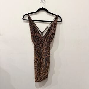 Spring Haze Lurex Cross-Back V-Neck Bodycon Mini Dress Black/Gold Women's XS